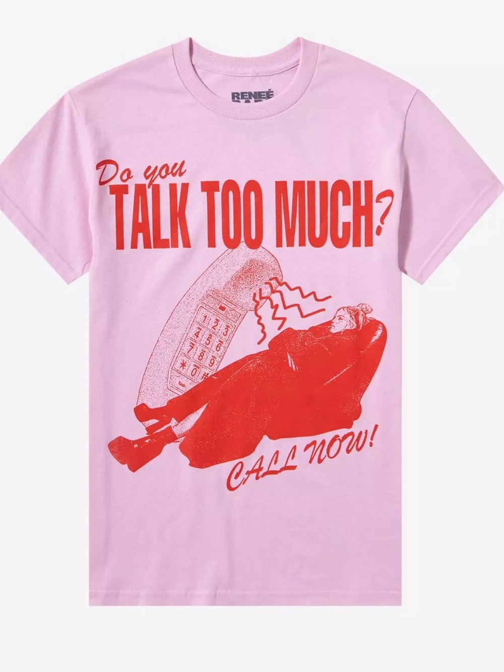 Renee Rapp Do You Talk Too Much Juniors Pink Graphic Tee 100% Cotton NWT